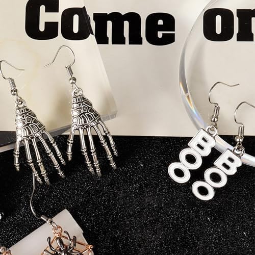 5-26Pairs Halloween Thanksgiving Fall Christmas Theme Earrings Set Holiday Earrings Halloween Stud Earrings Set Spider Pumpkin Ghost Bat Web Skull Drop Earring Holiday Jewelry Gifts