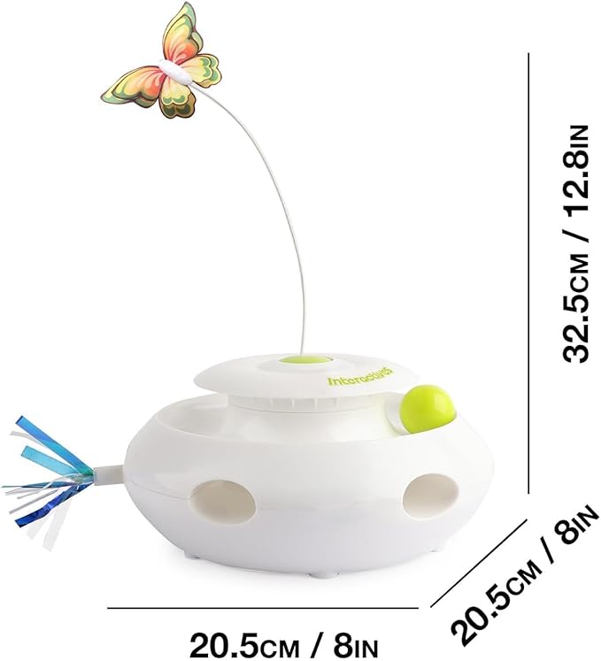 ALL FOR PAWS Motion Activated Cat Toys for Indoor Cats, Rechargeable 3-in-1 Interactive Fluttering Butterfly, Automatic Whack a Mole Kitten Toy, Track Balls Kitten Toy for All Breeds