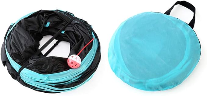 iHOO Cat Tunnels S-Way Crinkle Play Toys Collapsible Tube with Ball Maze Cat House Pet Interactive for Cat Puppy Kitten Rabbit 4-Way Tunnel