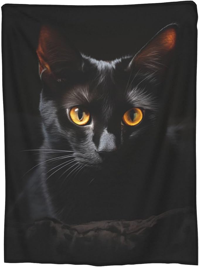 Cute Black Cat Blanket Gifts for Cat Lovers Grils Women Animal Kitten Flannel Throw Blankets for Home Couch Bed Sofa Soft Fuzzy Lightweight Decor Adults All Season 60x50 Inches