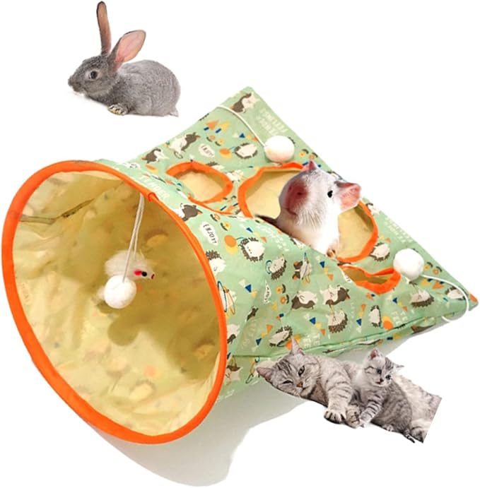 Cat Tunnel Toy,Cat Tunnel Bag for Indoor Cats,Foldable Interactive 5 Holes Crinkle Sounds Tunnel Cat Crinkle Bag for Small Medium Cat Play (Hedgehog 10x6.5x6.5cm)