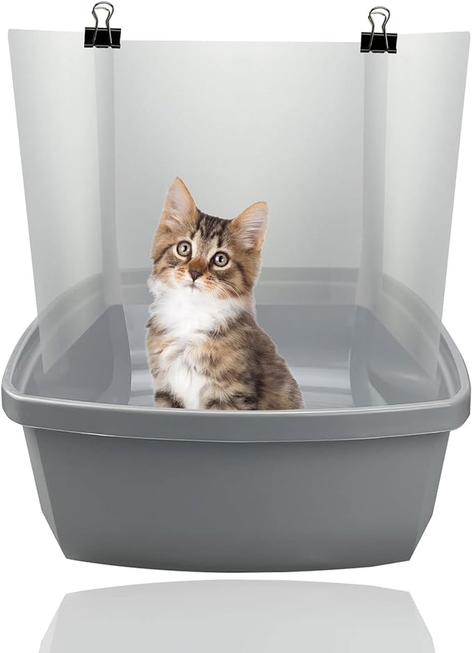 6 Pack Large Size Cat Litter Box Pee Shields, Easy Cleaning Frosted High Side Litter Box Splash Guard Cat Pee Shields for Open Top Litter Pan