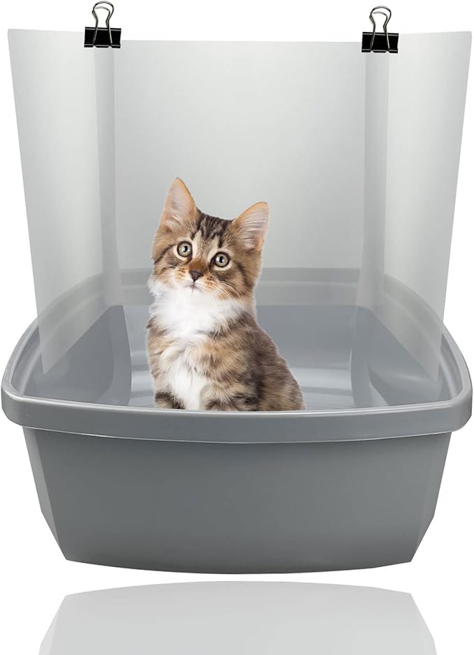 6 Pack Large Size Cat Litter Box Pee Shields, Easy Cleaning Frosted High Side Litter Box Splash Guard Cat Pee Shields for Open Top Litter Pan