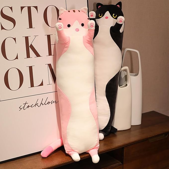 Long Cat Plush Kawaii Body Pillow, Cute Cat Stuffed Animals Soft Plushies.