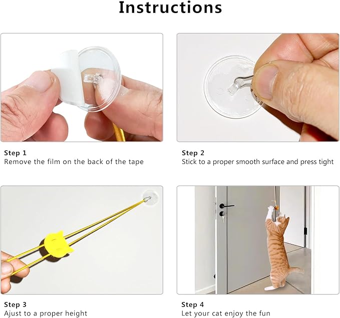 Door Hanging Cat Toy,Cat Toy for Indoor Cats,Cat Wand Toy Refill, Interactive Bird Simulation Cat Toy Set, Feather Cat Toys Bird, Cat Toy Wand Replacement Attachments,Cat String Toy(4 Bird)