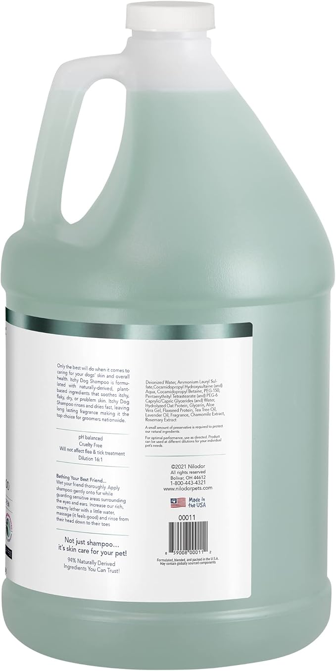 Bobbi Panter Dog Shampoo - Made in USA - All Natural Formula for Itch Relief & Soothing Skins, Concentrated 16:1 for Professional Groomers - Green Apple Scent, 1 Gallon (Case of 4)