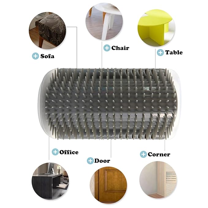 2 PCS Cat Grooming brush, Cat Self Groomers with Catnip, Pet Hair Removal Comb with Water Tank,Cat Accessories Including Soft Tissue for Indoor Long Fur Kitten Massage and Cleaning(Grey)