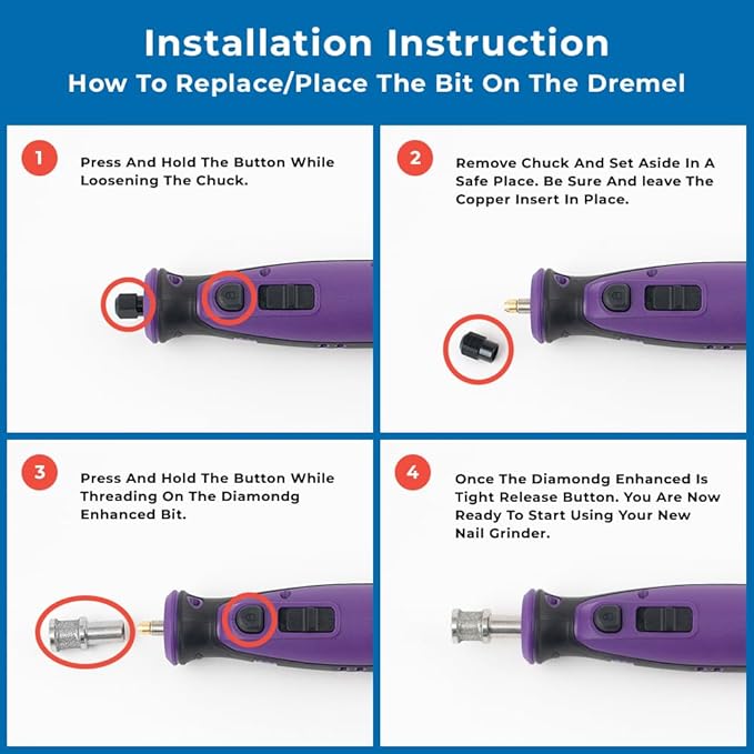 Diamondg - Professional Rotary Nail Grinder Bit - for Small Dogs - Painless Nail Trimmer Bits Won't Pull Hair or Get Hot - Pack of 1