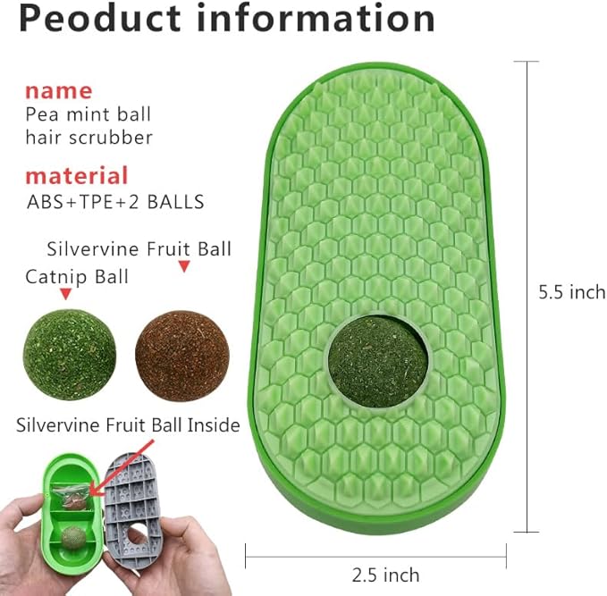 2 Pcs Catnip Toys Balls That Stick on Wall,Cat Toy Ball, Catnip Wall Balls for Cats Lick,Cat Face Scratchers, Cat self Groomer for Indoor Cats, Cat Corner Brush Wall