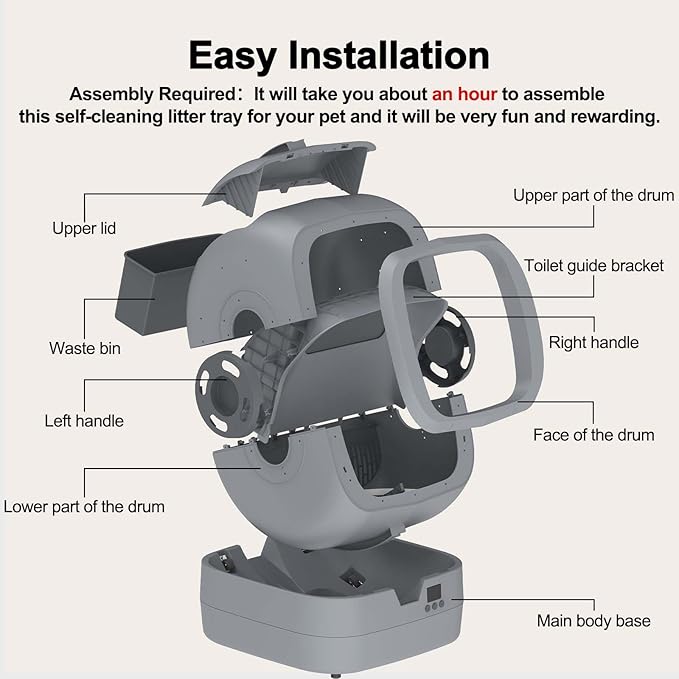 Automatic Cat Litter Box Self Cleaning - APP Control and Weight Monitoring - 86L Ultra-Quiet, Multi-Cat Litter Box - Smart Health Monitor, Safe Anti-Pinch, Self Cleaning Litter Box (Assembly Required)