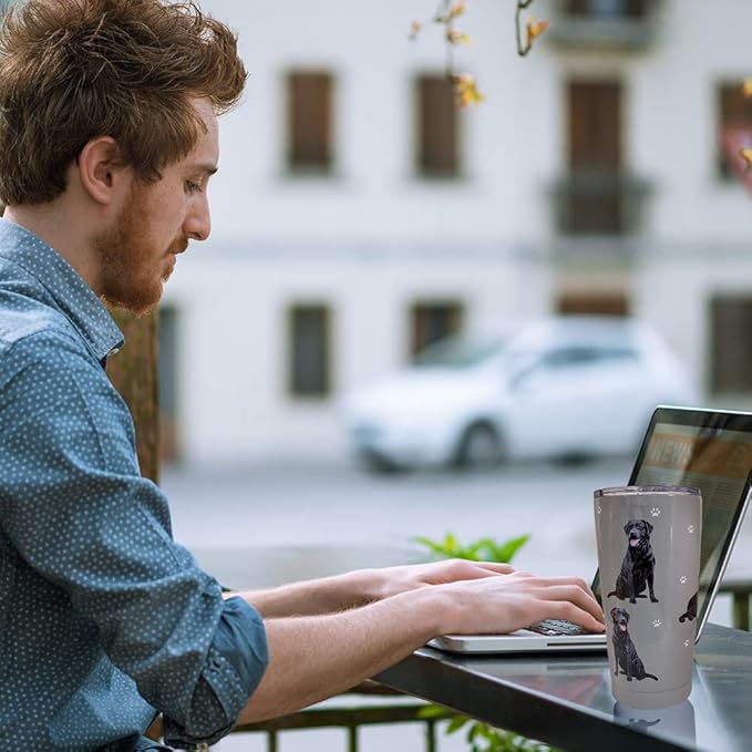 Black Labrador Tumbler SERENGETI 16 Oz. Stainless Steel, Vacuum Insulated Tumbler with Spill Proof Lid - 3D Print - Insulated Travel mug for Hot or Cold Drinks (Black Labrador Tumbler)