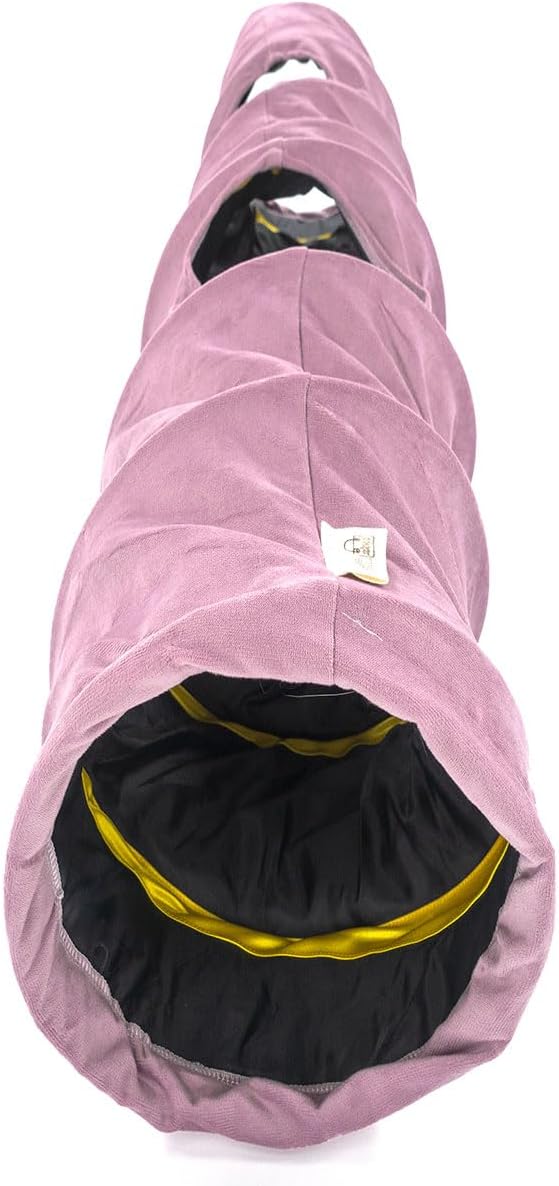 Velvet Fabric - Foldable/Collapsible - 55x8.66 Inches Cat Tunnel (Lilac)