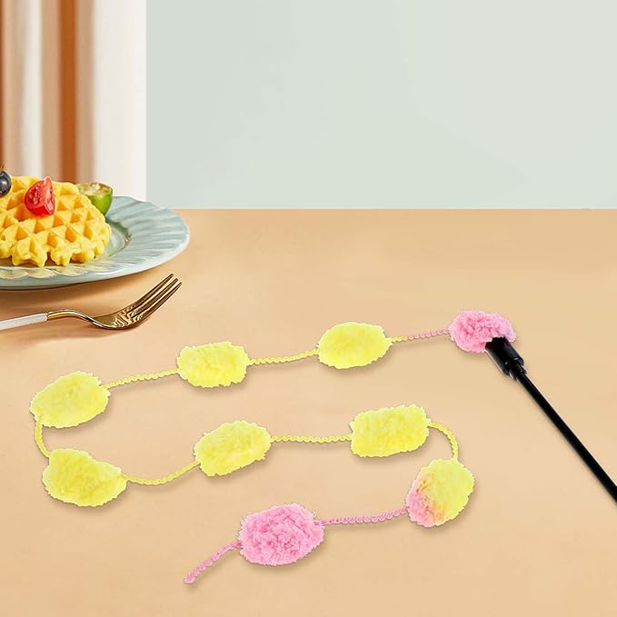 Cat Wand Toy, 3 Pieces Interactive Cat Rainbow Wand Toys for Indoor Cats and Kittens Colorful Cat Dance String Stick Toy Cat Feather Teaser Toy for Indoor Cats Kitten to Play Chase Exercise