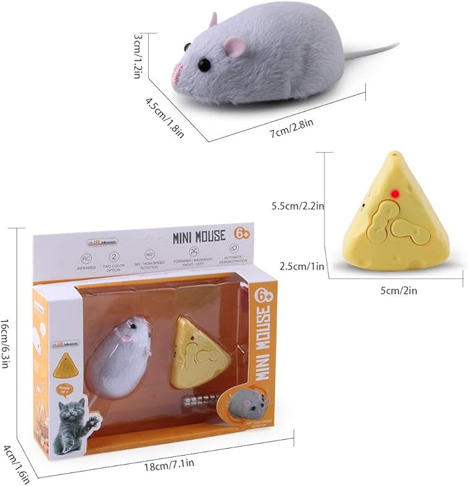 Dan&Dre Mouse Plush Toy Remote Control Mouse Toy Cat Toys Realistic Comfortable Plush Rat Toy Fake Rat Mouse Toy