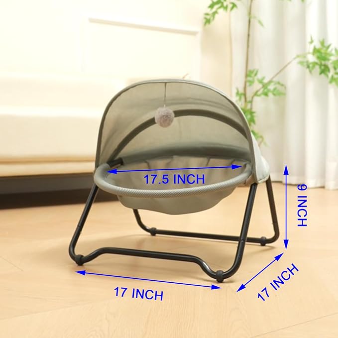 Cat Bed, Cat Hammock, Free-Standing Elevated Pet Hammock Bed, Small Dog Bed with Removable Washable Mesh, for Sleeping Pets up to 20 lb, Couch for Indoors (Gray)