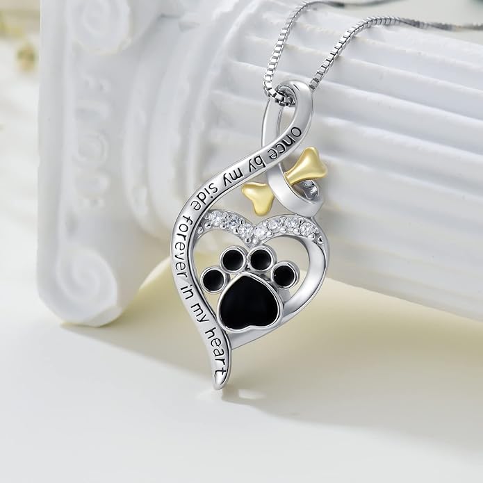 925 Sterling Sliver Yorkshire/Corgi/Labrador/Pug/Bulldog/Paw Print/Cross Necklace Cute Puppy Dog Necklace Jewelry Birthday Gifts for Women Girls Dog Lovers