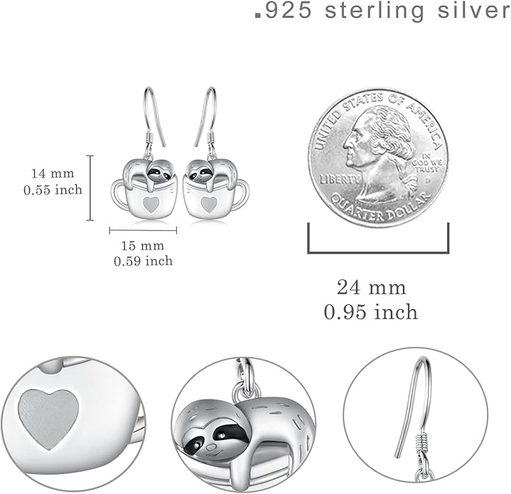 Black Cat Earrings 925 Sterling Silver Mushroom Cat/Black Cat/Panda/Sloth/Capybara/Boston Terrier/Shih Tzu Dangle Earrings Cute Animal Drop Earrings Jewelry Gifts for Women