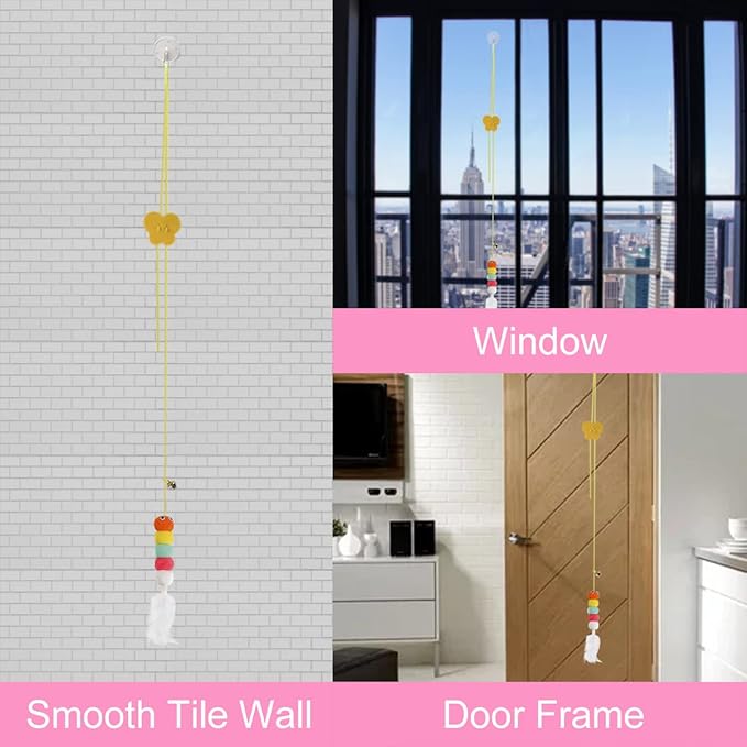 Cat Toys for Indoor Cats, Interactive Cat Toy Wand Kitten Toys to Play Chase Exercise Cat String Pet Puzzle Toy for Cats Kittens, 2pcs