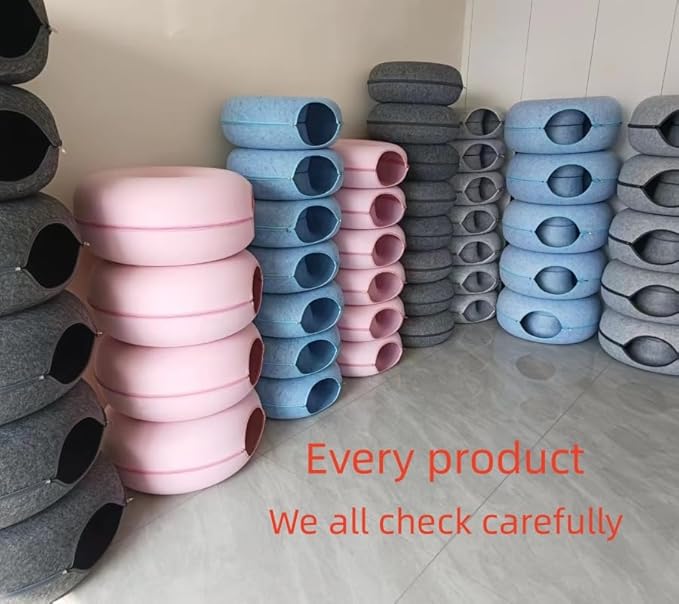 kchwqy-Indoor cat House,Cat Bed,Large pet cat den,Detachable Felt,All-Season cat Bed,The cat Plays in The Tunnel Bed,Less Than 10kg cat Bed,Pink
