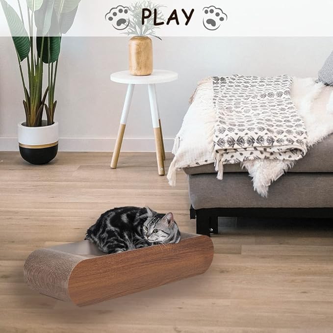 FluffyDream Cat Scratcher Cardboard, Scratching Pad House Bed Furniture Protector, Infinity Shape (Wood, Reversible Wood)