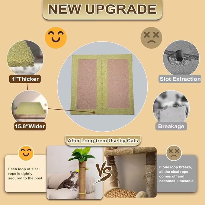 39 inch Tall Cat Scratch Post for Indoor Cats with Natural Sisal Rope and Hanging Ball Scratcher Post Tree Kitten and Large Adult Cat Interactive Toy-Leaf