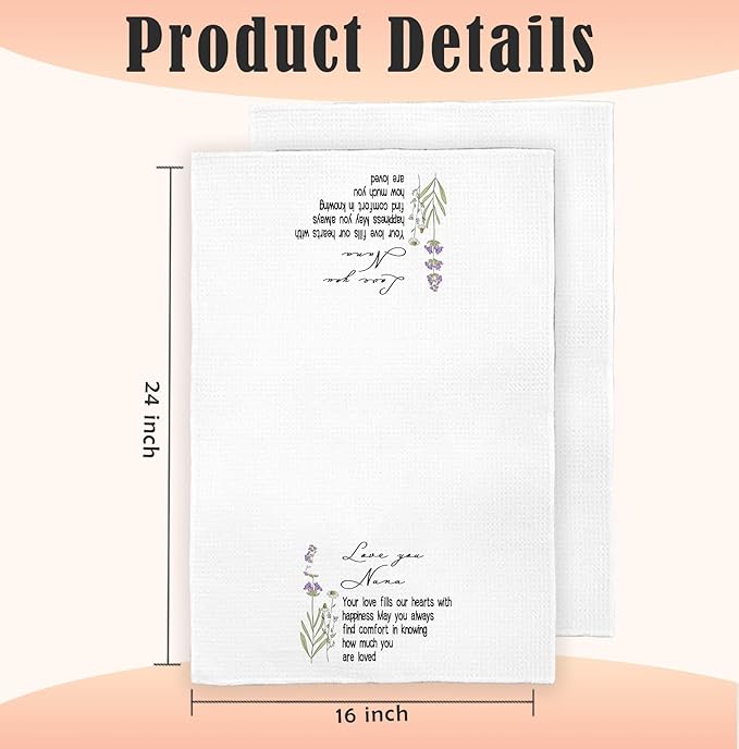 Nana Gifts Kitchen Towels Decorative, for Nana Grandma from Grandkids Dish Towels, Best Grandma Birthday Gifts Hand Towels Drying Cloth for Kitchen Bathroom Decor, 16x24 Inch