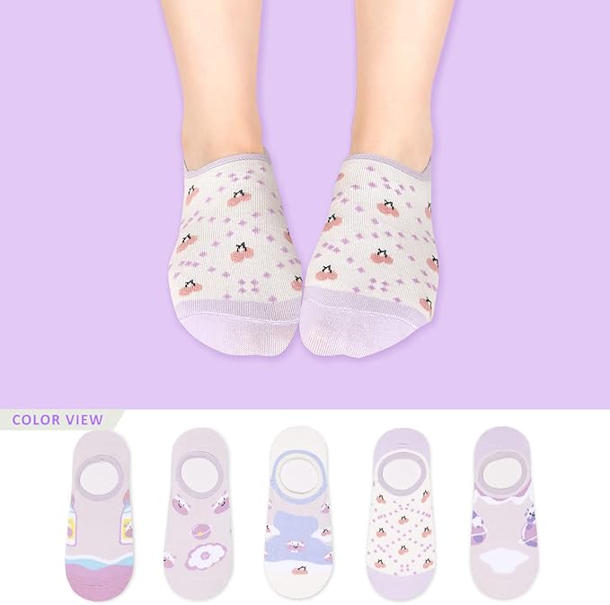Benefeet Sox Womens Girls Cute No Show Liner Socks Non Slip Funny Patterned Low Cut Socks Novelty Cotton Loafer Footies Sock