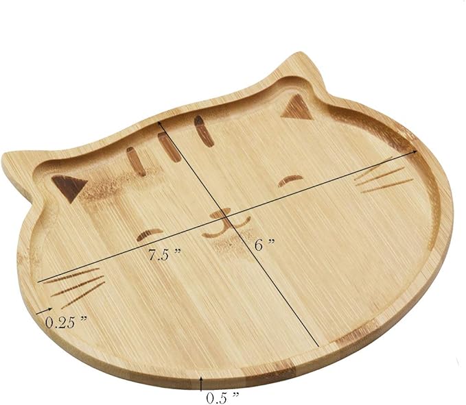 4572, Bamboo Cat Shape Food Plate for Snacks Appetizer Fruit Vegetable | Food Platter | Picnic Kitchen Party | Eco-Friendly Plates, 7"x6.5", Cat Face Shape, 10 Pack