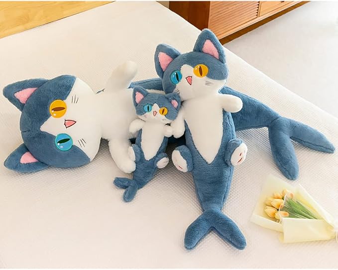 FANGYU Cute Plush Shark cat Toy, Cartoon Soft Stuffed Long Throw Sleeping Pillow,Shark Gifts for Kids (80cm/31.4in)