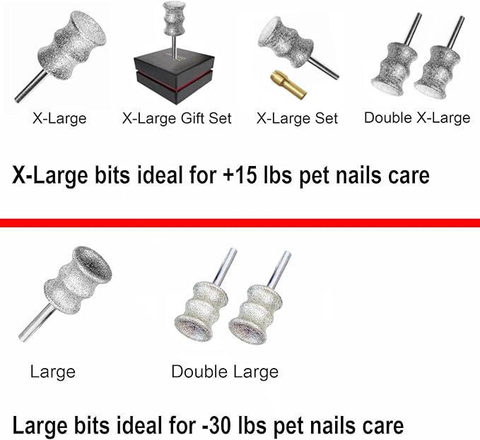 Diamond Rotary Nail Grinder Bits for Dog - Pet Nail Grinder Attachment - 1/8" Replacement Grinder Wheel for Dremel - Pet Nail File & Clippers for Medium Large Dogs (XL)