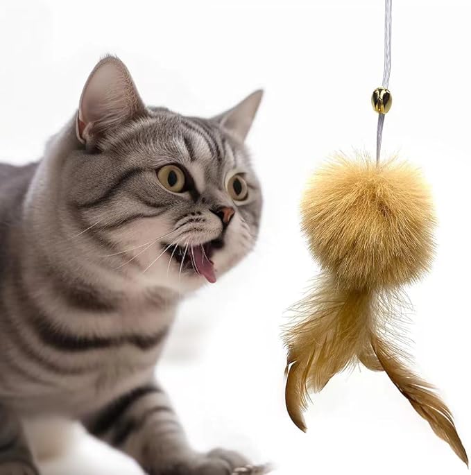 Cat Toys for Indoor Toys,Rainbow Cat Wand Toys,Feather Flips Plush Ball Cat Toys,Interactive Feather Toy for Teaser Play and Chase Exercise with Kitten 3 Pack (pack3)