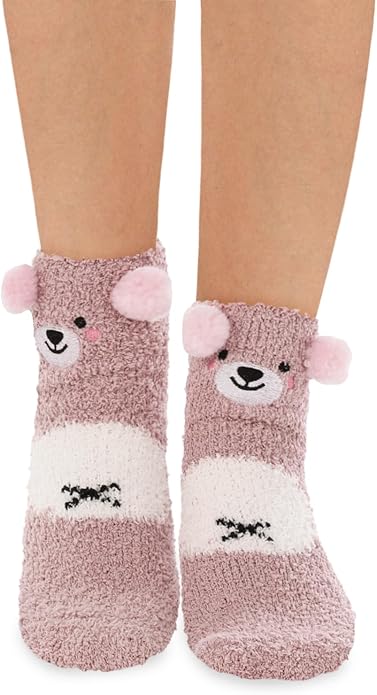 Benefeet Sox Cute Fuzzy Socks for Women Girls Fluffy Warm Cozy Novelty Slipper Socks Funny Animal Plush Sleeping Socks