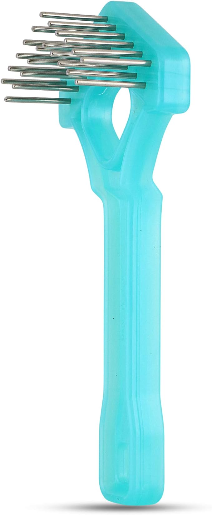 Mini-Rake V-Shaped with 1" Long Double-Row Rotating Teeth (AquaBlue)