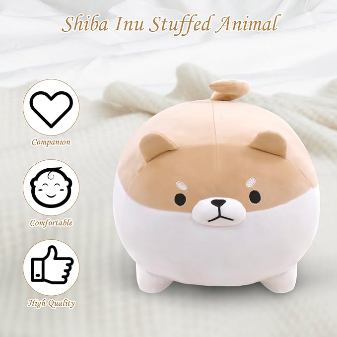 Shiba Inu Plush Kawaii Corgi Stuffed Animals with 4 Baby Corgi Plushies in Her Tummy, Soft Cotton Dog Plush Animal Pillow Gifts for Kids Boys and Girls