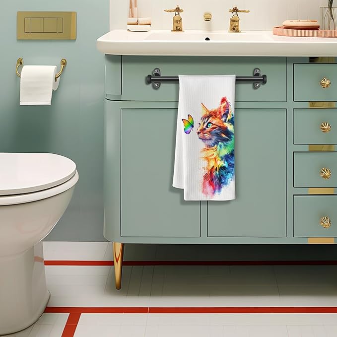 Cat Kitchen Towels,Cat Hand Towel,Cat Towels,Cat Dish Towels,Cat Kitchen Accessories,Gifts for Cat Lovers for Women,Cat Mom Gifts,Cat Kitchen Accessories-Perfect For Decorating Your Kitchen Bathroom