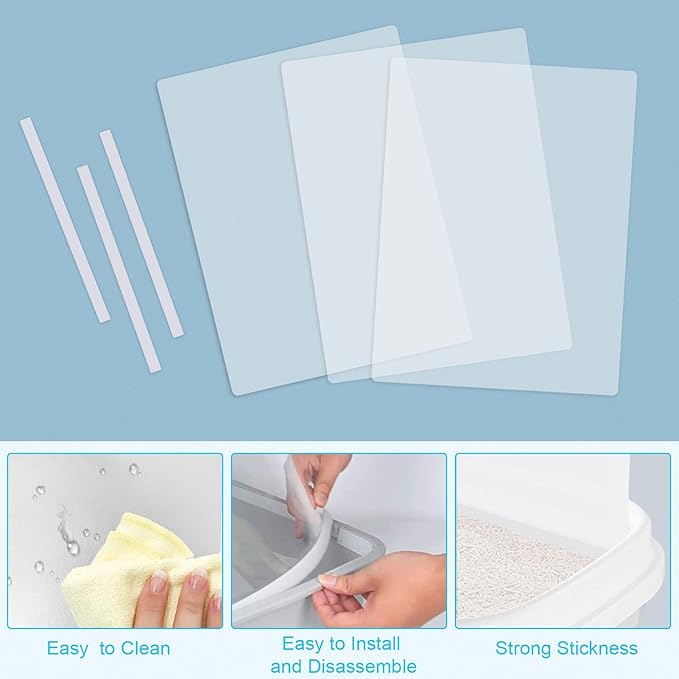 3 Pcs Cat Litter Box Splash Guard Pee Shields - Anti-Splashing Reusable High Sided Litter Box High Wall Cat Toilet Training Kit for Open Top Litter Pan (Litter Box Not Included)