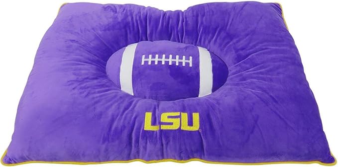 Pets First NCAA PET BED- LSU Tigers Soft & Cozy Plush Pillow Bed. - Sports Dog Bed. Cuddle, Warm Collegiate Mattress Bed for Cats & Dogs
