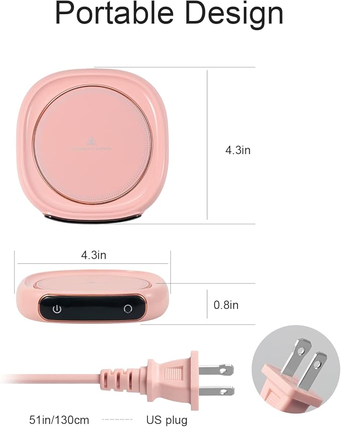 Bsigo Electric LED Display Smart Coffee Mug Warmer & Cute Cat Mug Set, Beverage Cup Warmer for Desk, Warmer Plate for Milk Tea with 3-Temperature Settings (Up to 140℉/60℃), 8 Hour Auto Shut Off, Pink