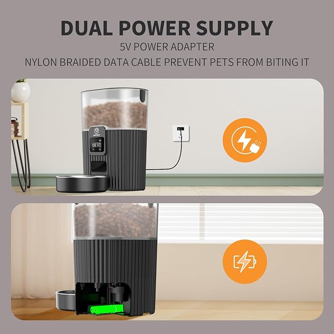Automatic Cat Feeder, 3.5L Programable Automatic Pet Feeder for cats & dogs, Timed Cat Food Dispenser with Customize Feeding Schedule, 1-10 Meals Per Day Dual Power Supply Auto Cat Feeder