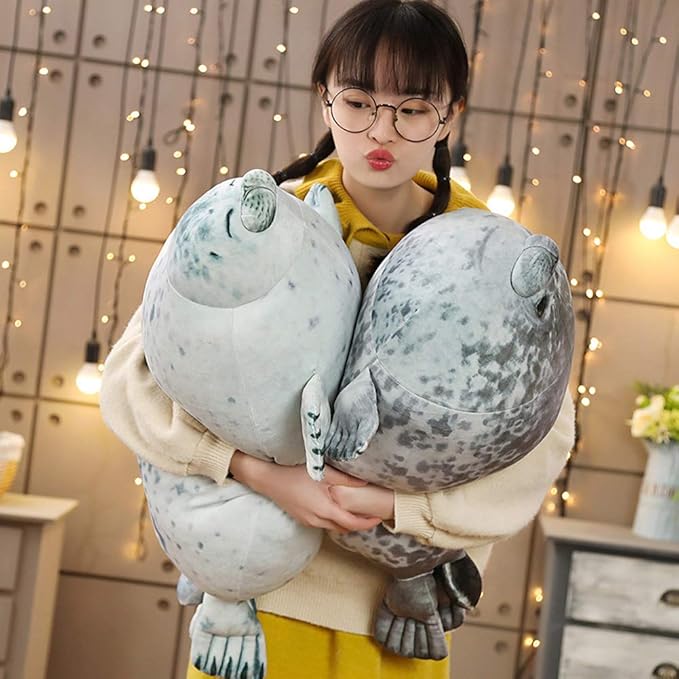 EHOTONG Cute Blob Seal Pillow, Chubby Seal Plush Hug Pillow Soft Stuffed Animal Toy (Gray,11.5")