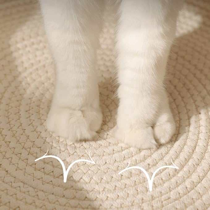 Handwoven Cotton Rope Cat Bed Cat Hammock Foldable Sleeping Nest Basket Handmade Natural Cradle Scratcher Cuddler for Kitten Cute Style with a Playing Rope Ball Large Brown