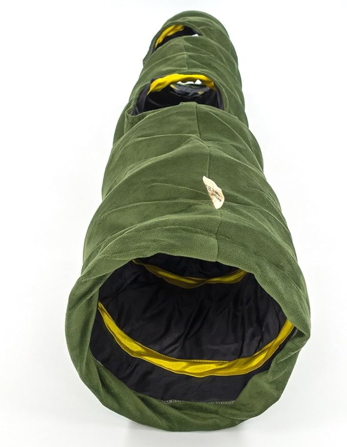 Velvet Fabric - Foldable/Collapsible - 55x8.66 Inches Cat Tunnel (Forest Green)
