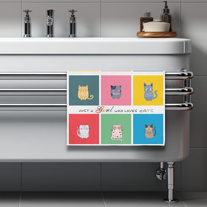 Cat Kitchen Towels,Cat Dish Towels,Cat Towels,Cat Hand Towel,Decorative Kitchen Towels,Dish Towels for Kitchen Decorative,Decorative Towels for Bathroom,Black Cat Decor,Black Cat Gifts for Women