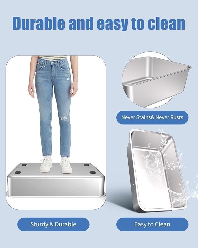 2PACK Stainless Steel Litter Box, Metal Litter Box with Lid High Sides, XL Extra Large Litter Box for Big Cats, Never Absorbs Odors, Leak-Proof, Stain-Free, Rust-Free, Easy to Clean, Scoop Included