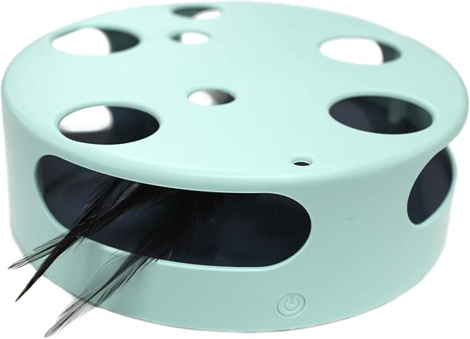 Interactive Cat Toy, Electric Smart Random Spinning Rotating Feather Cat Toys. Automatic Teaser Exercise Kitten Play Toy for Pets/Cats/Kittens Entertainment. Develops Natural Prey Instincts with Fun