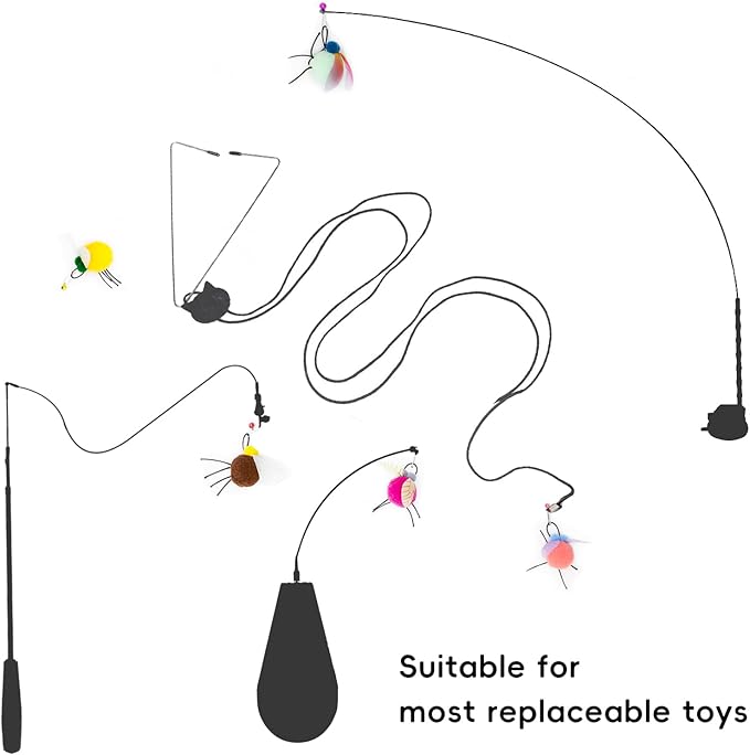 Interactive Cat Toys Insects Replacement for Cat Wand Toy, 5 PCS Fly Bugs Refills with Bells for Cat Teaser, Chase and Exercise Toys for Indoor Cats and Kittens