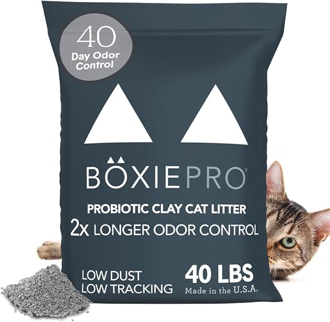 Boxie® Probiotic 40 Day Natural Odor Control Cat Litter, 40lb Clumping Clay Kitty Litter