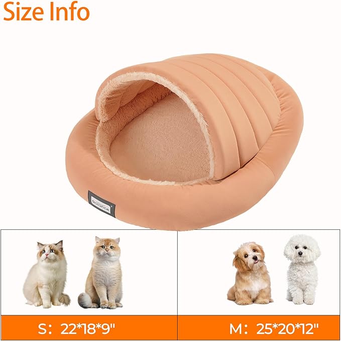 BALANCE 2 in 1 Cat Bed Cave for Kittens and Small Dogs, Cat Tents for Indoor Cats, Covered Cat Beds with Removable Cushion, Calming Cat Nest, Cat Hideaway, Washable Cat House with Non-Slip Bottom