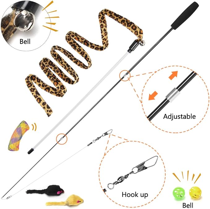 Butterfly Cat Wand Cat Toys Set, Realistic Crinkle Catnip Butterflies Kitten Toys with Retractable Interactive Cat Wand 11 PCS Cat Toys for Indoor Cats