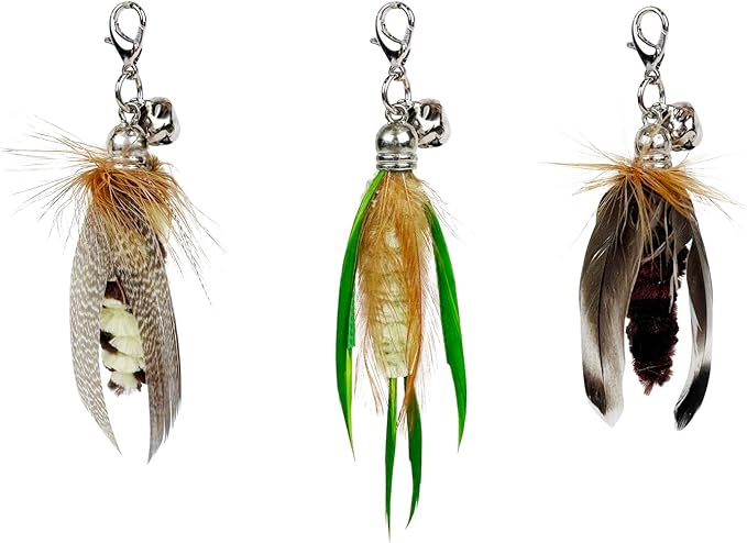 Cat Feather Wand Toys,Retractable Wand Toy with 3 Mini Insect Refills, Transparent Carbon Wire,Interactive Cat Toy Kitten Toy for Indoor Cats to Play Chase Exercis